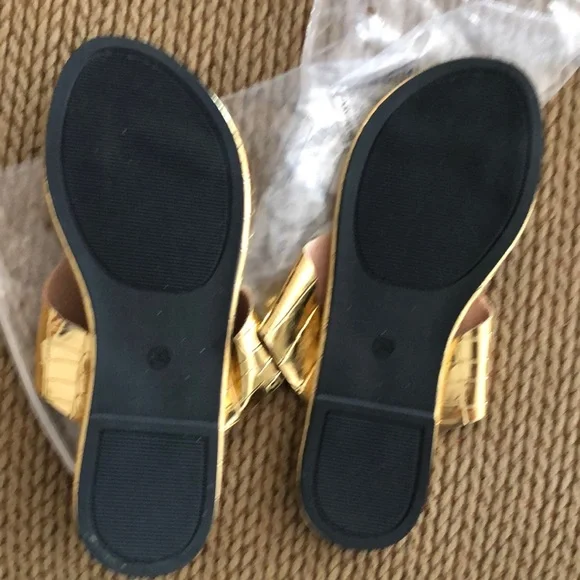 Gold Gladiator Sandals with Metallic Finish - Picture 3 of 3